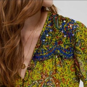 Anthropologie NWOT yellow paisley top